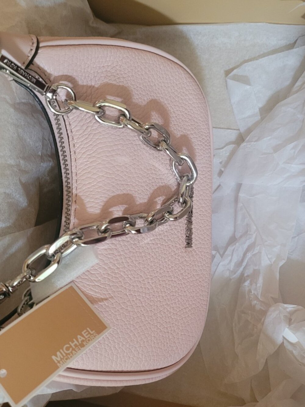 Michael Kors Cora MINI Shoulder Pouchette Bag Powder Blush NWT - Picture 9 of 10